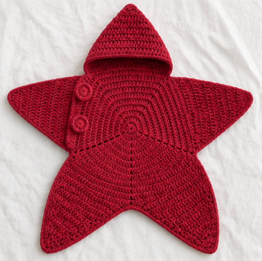 Crocheted Starfish Baby Cocoon with Hood