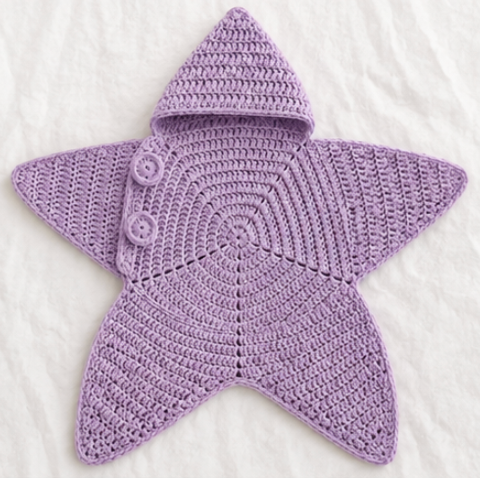 Crocheted Starfish Baby Cocoon with Hood